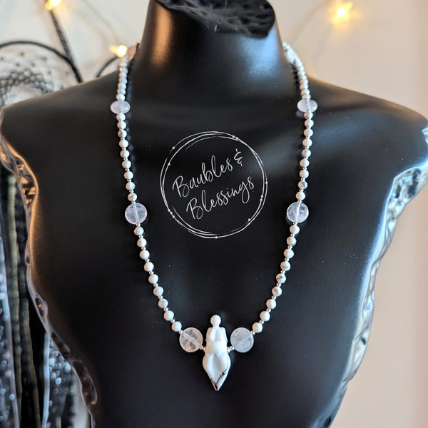 Howlite Goddess Necklace with Handmade Focal