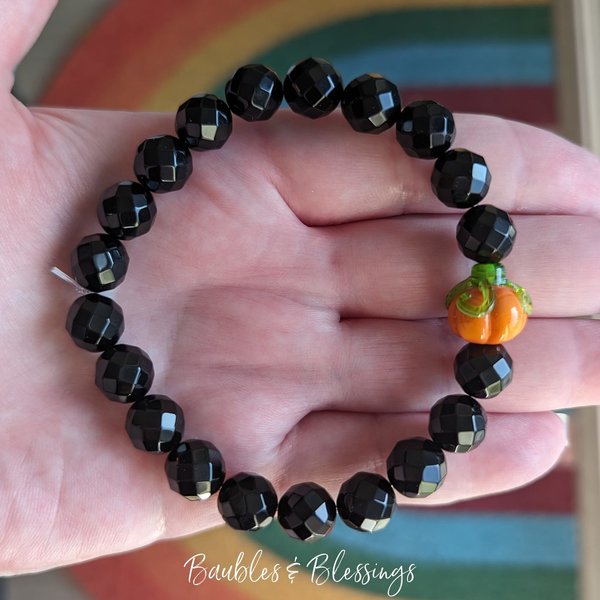 Halloween Pumpkin Bracelets: Elegant Onyx