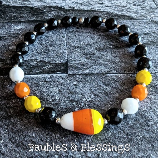 Fun Candy Corn Bracelet with Quartz or Onyx (MTO)