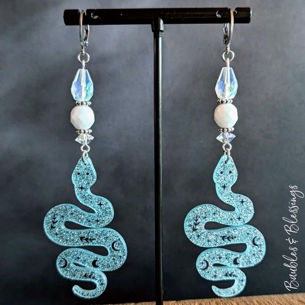 Ice Serpent Earrings with Czech Glass (MTO)