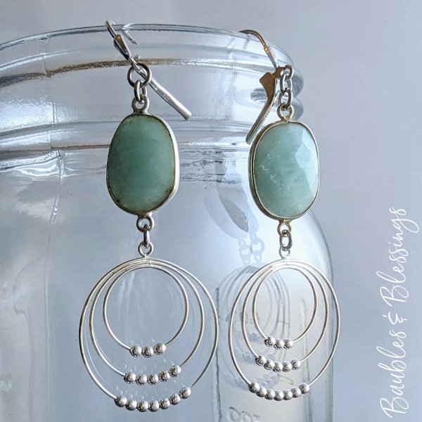 Boho Movement Earrings with Sterling Silver & Amazonite