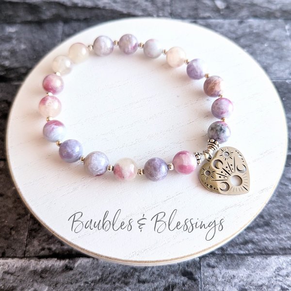 Pink & Red Quartz Stretch Bracelets with Sterling Silver (MTO)