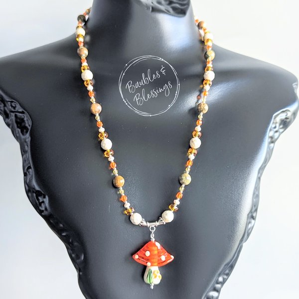 Mushie Spinner Necklace with Riverstone & Rhyolite
