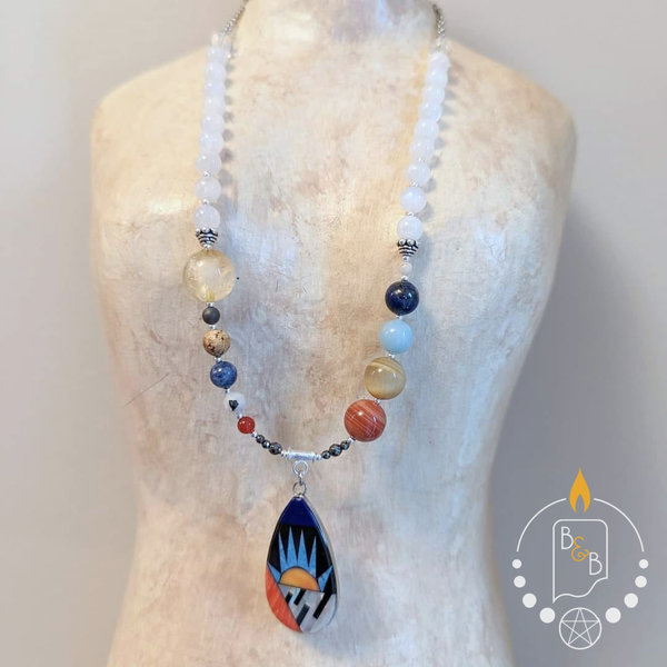 Hypoallergenic Solar System Necklace with Sunrise Pendant