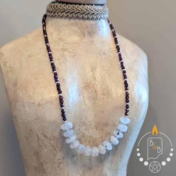 Sweet n' Simple Garnet & Moonstone Necklace