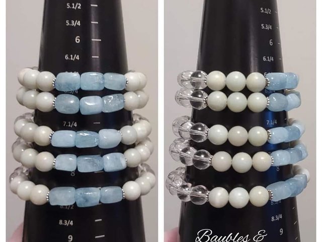 Chunky Abundance Bracelets with Amazonite & Aquamarine