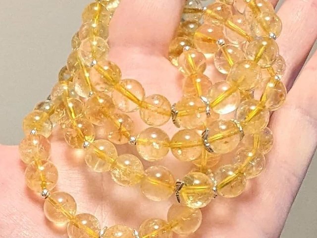 Citrine Stretch Bracelets with Triquetra Bead Caps