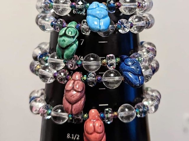 Colorful Chunky Goddess Bracelets with Quartz