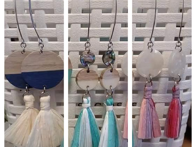 Fun Assorted Earrings with Raffia Tassels