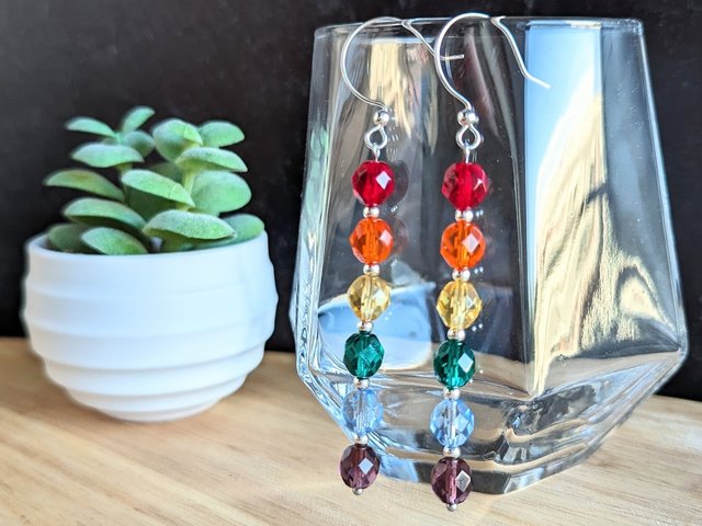 Full Rainbow Czech Glass Pride Earrings
