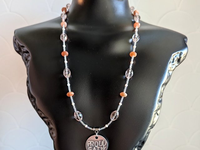 PROUD FATTY Necklace with Sunstone, Pink Opal & Czech Glass