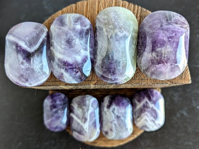 Faceted Chevron Amethyst Palm Stone