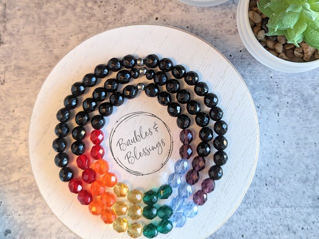 Rainbow Czech Glass & Onyx Pride Bracelets